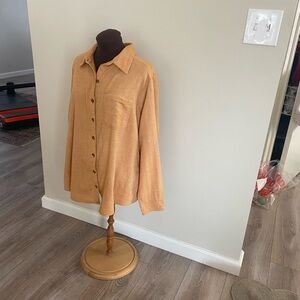 Dickies Women's Button Up shirt in a light burnt orange and off white size 1X